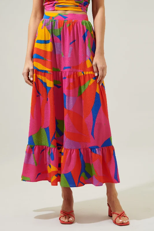 Soleil Abstract Yaelle Flowy Maxi Skirt