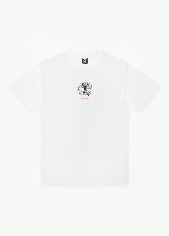 AFENDS Mens Agenda - Retro Graphic T-Shirt - White