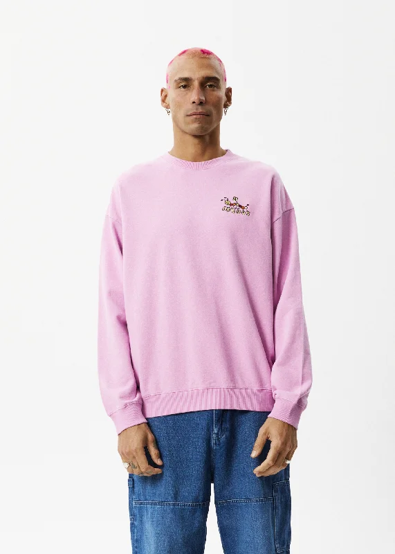 AFENDS Mens Sleepy Hollow - Crew Neck Jumper - Candy