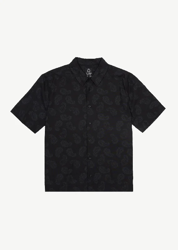 AFENDS Mens Tradition - Paisley Short Sleeve Shirt - Black