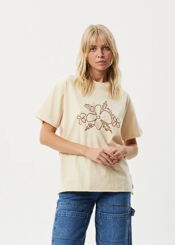 AFENDS Womens Island - Oversized T-Shirt - Sand