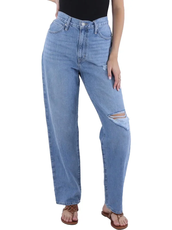 '94 Baggy Womens Mid-Rise Distressed Straight Leg Jeans