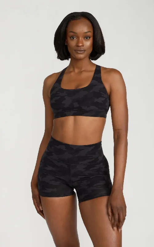 Elan Sports Bra in Black Camo