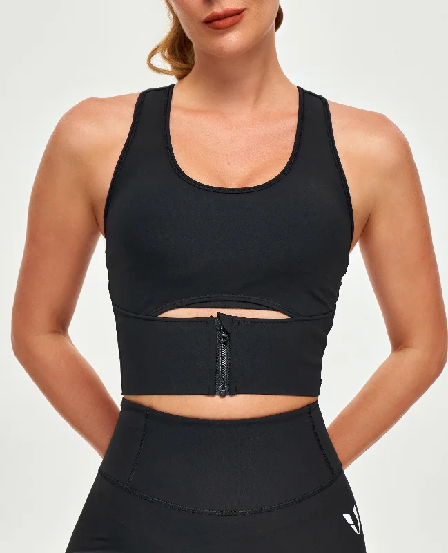 Scoop Neck Sports Bra - Black