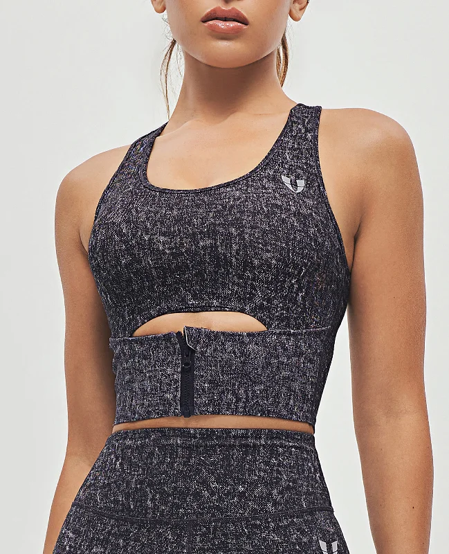 Scoop Neck Sports Bra - Denim Black