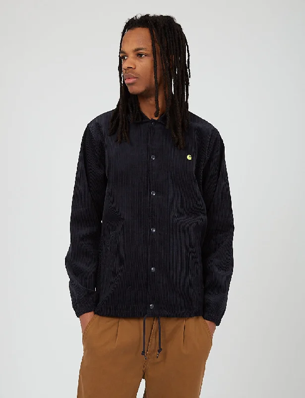 Carhartt-WIP Corduroy Coach Jacket - Dark Navy/Limoncello