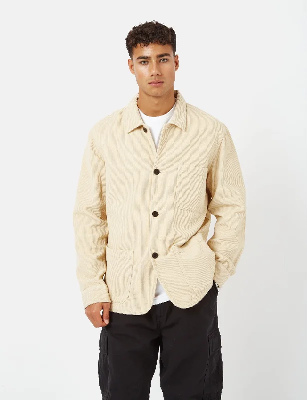 Portuguese Flannel Labura Chore Jacket (Cord) - Cream Beige