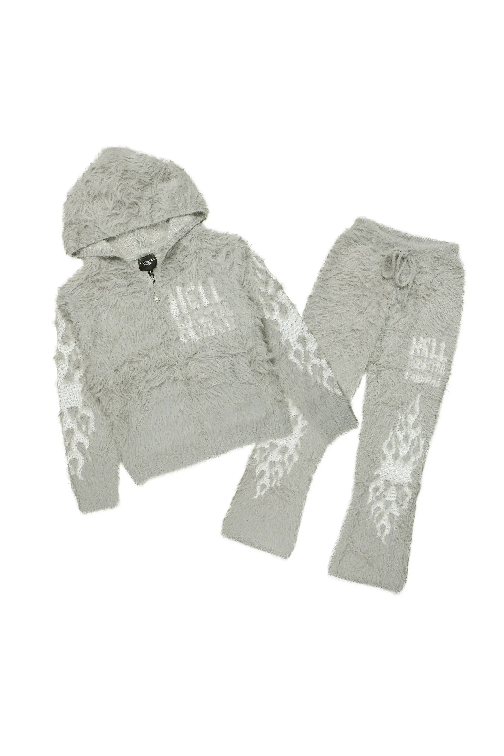 Boys Toshio Grey Stacked Flare Knitted Mohair Track Set