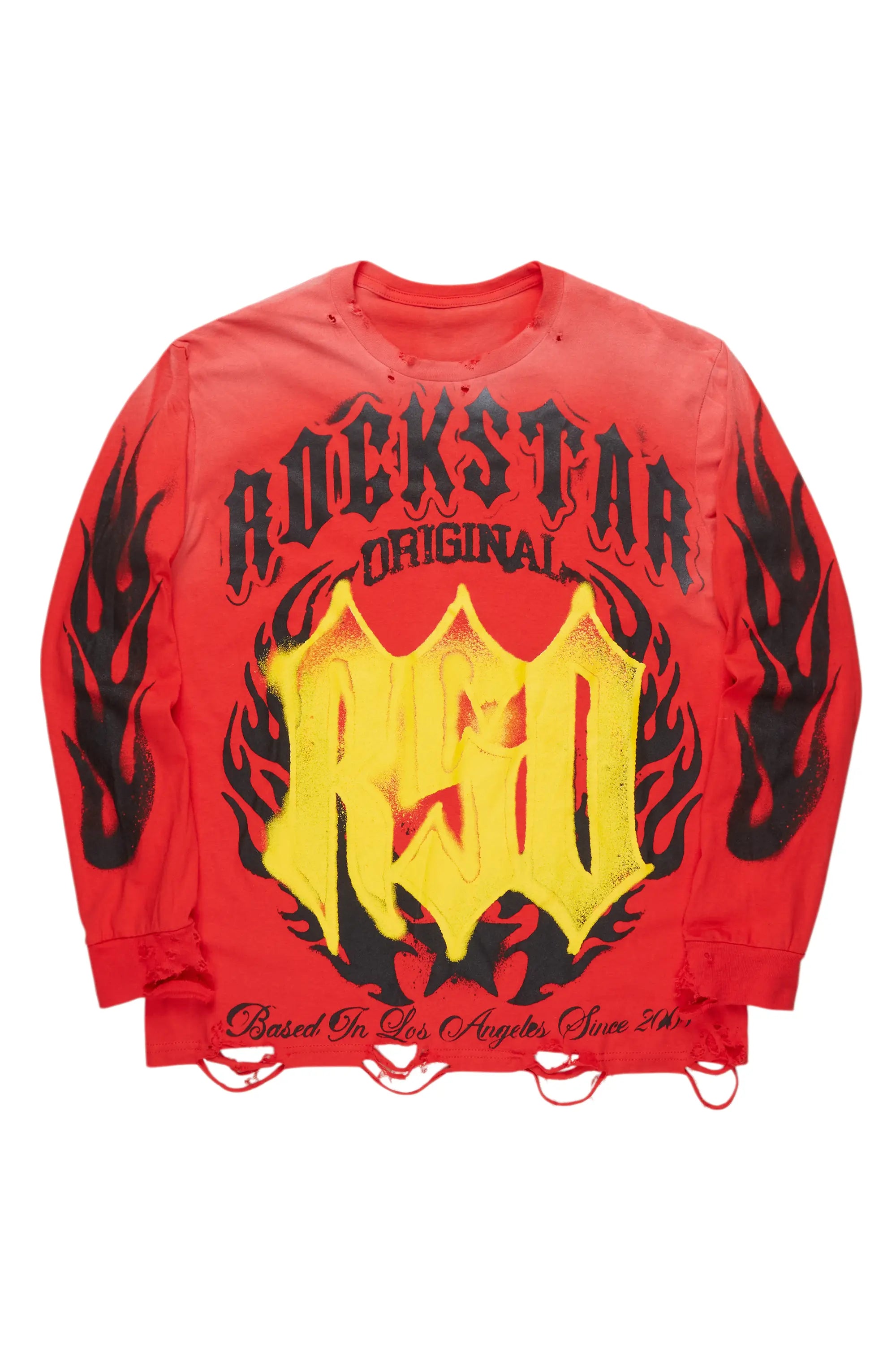 Boaz Red Long Sleeve Graphic T-Shirt