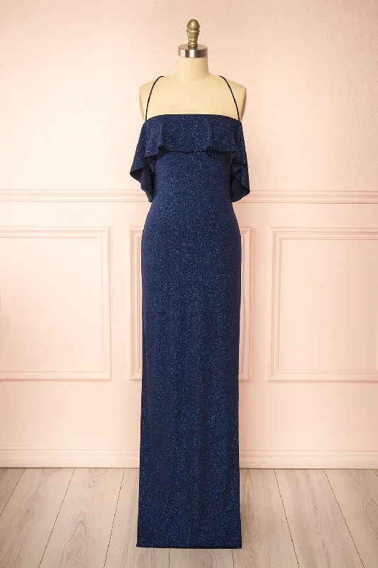 Emily Navy | Glittery Mermaid Maxi Dress