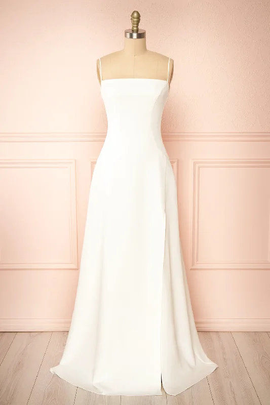 Izabella Ivory | A-line Maxi Dress w/ Open Back