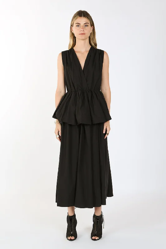 Sleeveless Waist Ruffle Maxi Dress