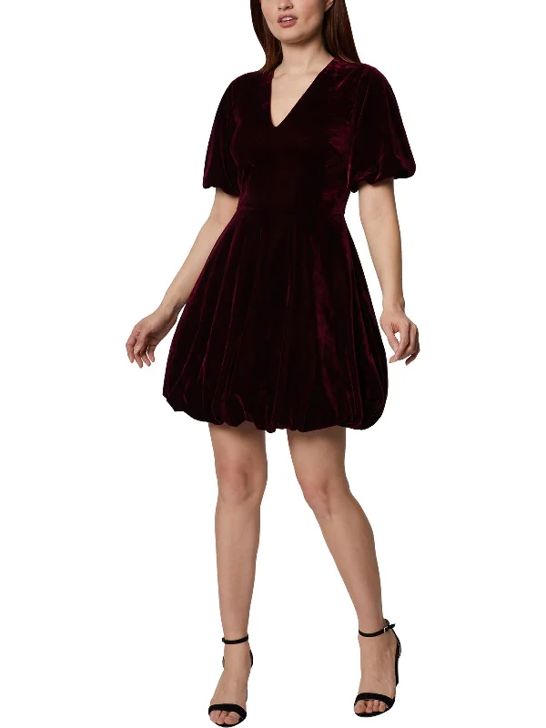 Womens Velvet Above Knee Cocktail and Party Dress