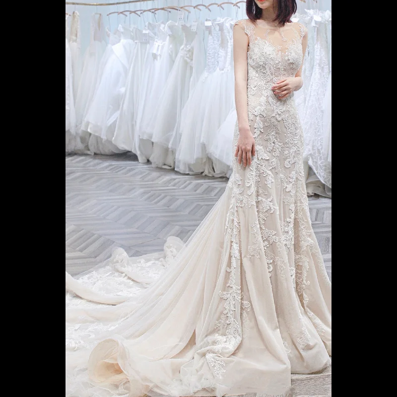 Romantic  Fit and Flare Wedding Dress with Sleeves