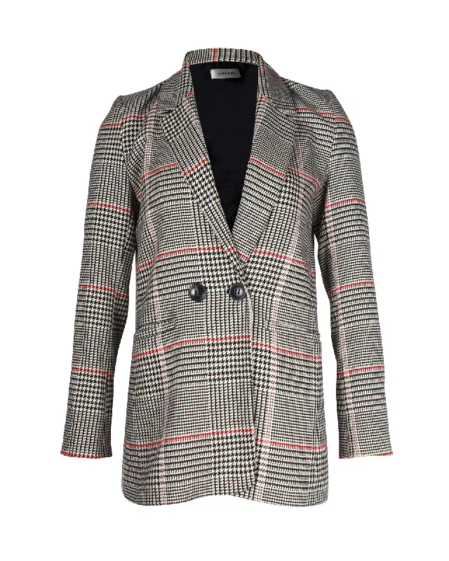 Anine Bing Madeleine Plaid Blazer In Grey Polyseter