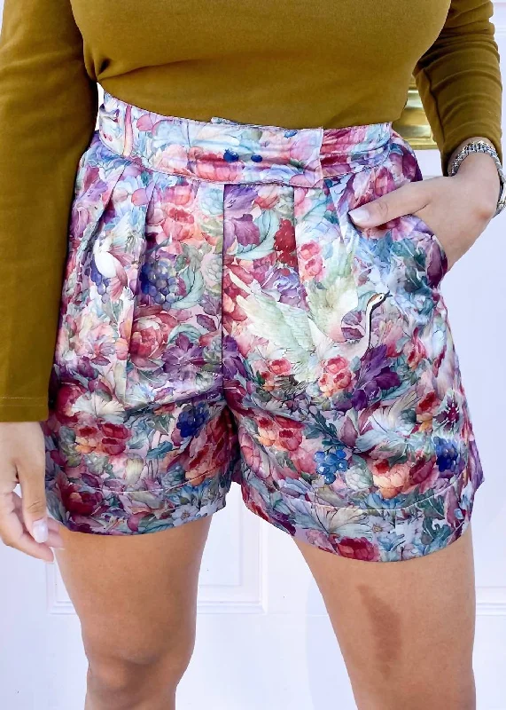 Elisa Garden Shorts In Purple Multi