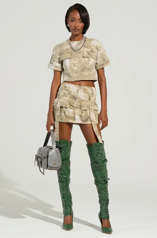 READY FOR WHATEVER CAMO MINI SKIRT