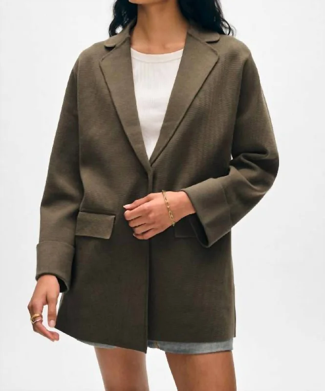 Superfine Organic Cotton Knit Blazer In Dark Sage