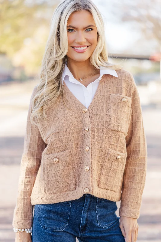 Timeless Treasures Camel Brown Textured Cardigan