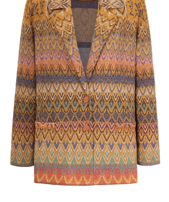 Women's Knitted Blazer In Golden Sand