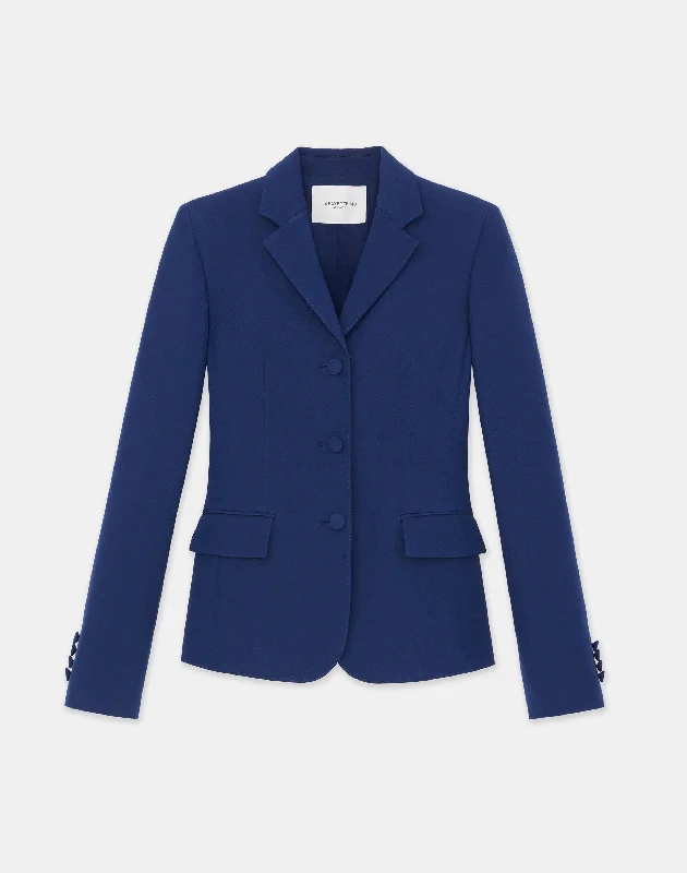 Wool-Silk Crepe Three-Button Academy Blazer